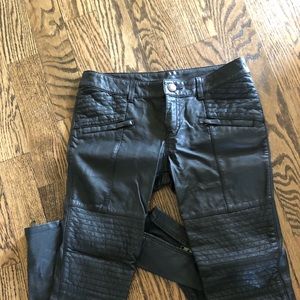 FREE PEOPLE BLACK VEGAN LEATHER MOTO PANTS SIZE 2